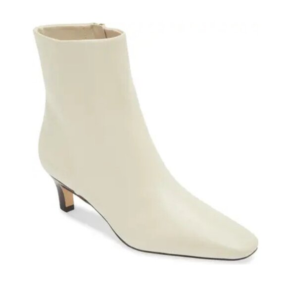 Nordstrom Arazio Kitten Heel Bootie Boots Size 8.5 M Ivory Leather Square Toe - Picture 1 of 16